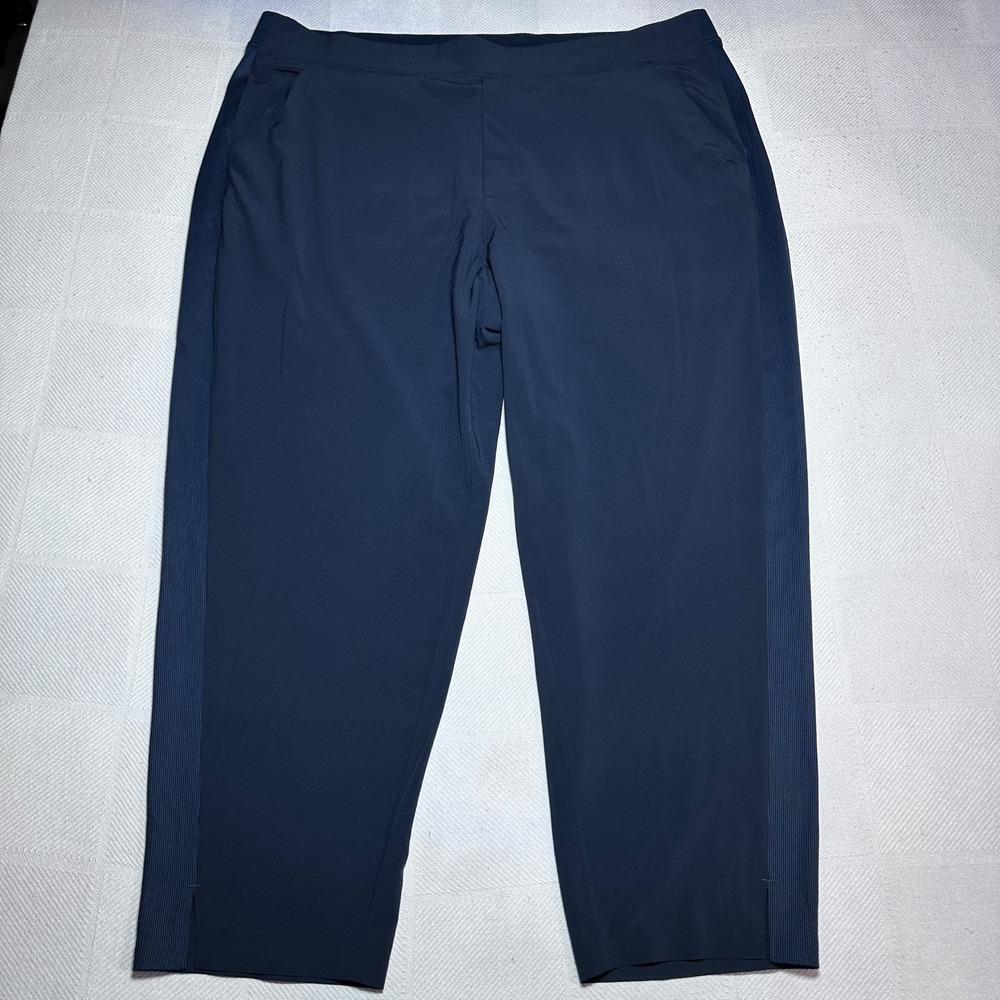 Athleta Brooklyn Ankle Pants Women 22 Ribbed Side Navy Featherweight Stretch